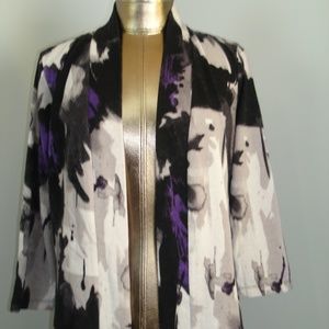 Laura Ashley Womens Size M Gray/Black Cardigan